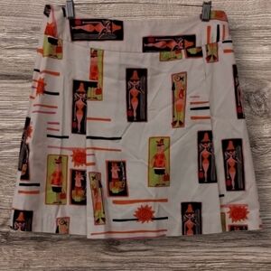 Stylish White and Orange Patterned Skirt